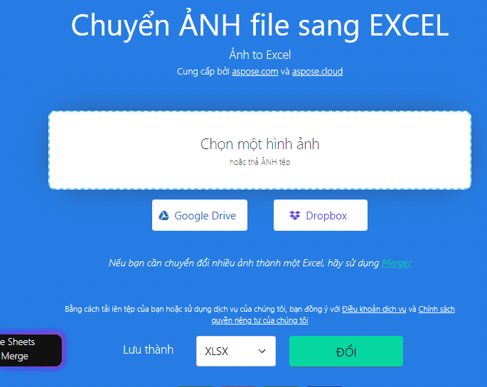 aspose - chuyển ảnh sang Excel