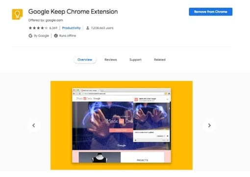 Tiện ích mở rộng Google Keep