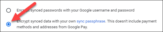 Encrypt synced data with your own sync passphrase