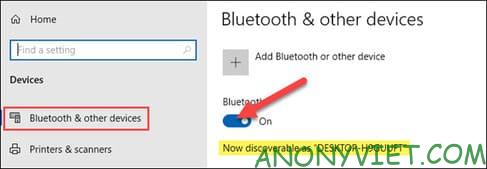 Bật Bluetooth trên Windows.