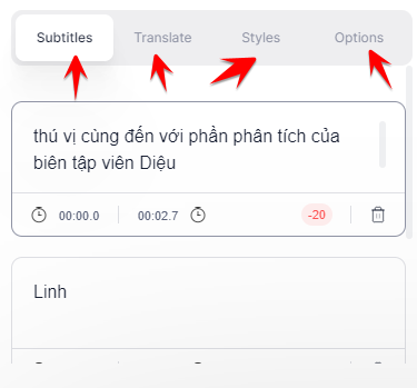 chỉnh lại phần Phụ đề