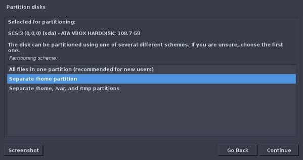 separate /home partition