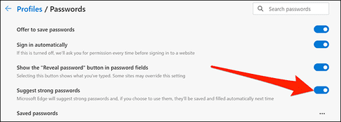 Cách Bật/Tắt Trình tạo mật khẩu trong Microsoft Edge 15