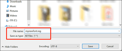 Save As font