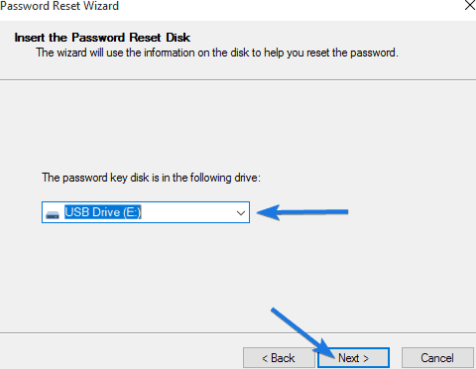 chọn usb reset pass