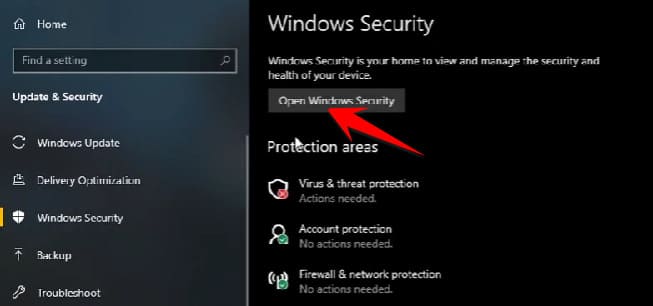 Open Windows Security