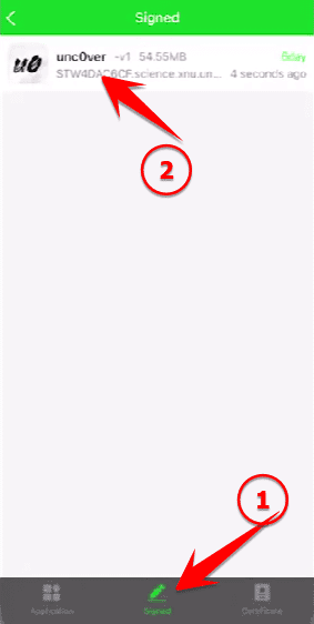 Singed-> Click vào app vừa ký chứng chỉ -> Install