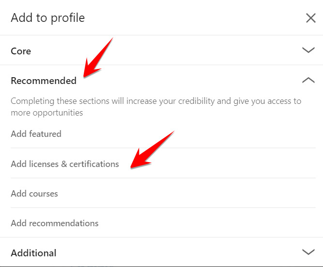 add certificate linkedin