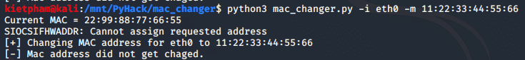 [PyHack] Bài 2: Kiểm tra MAC mà người dùng đã đổi xem đúng không 28