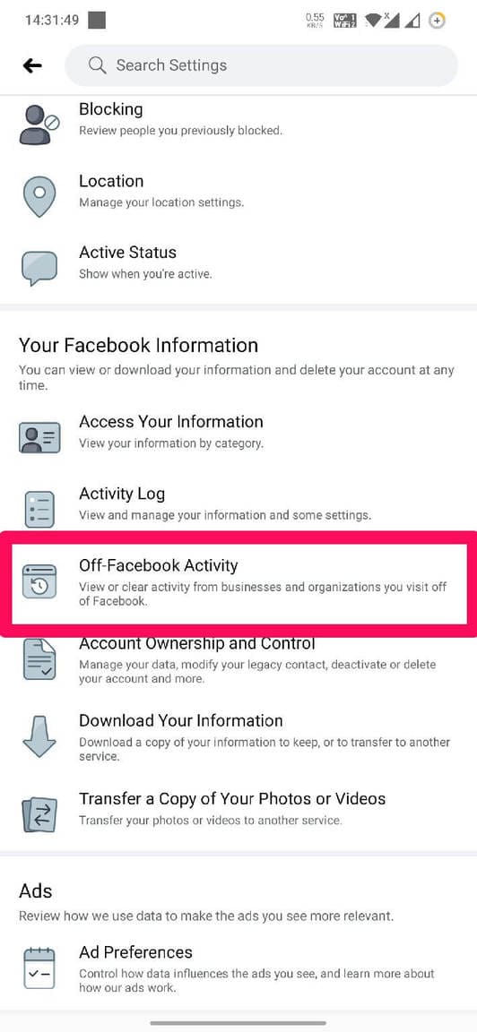 Off-Facebook Activity