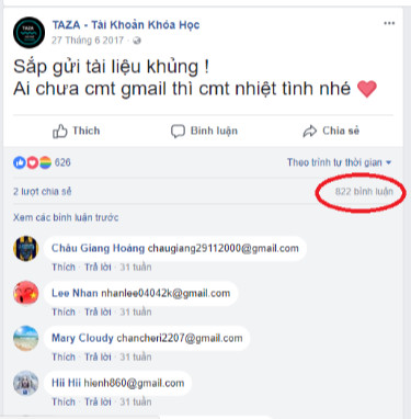 Cách lấy Email (Gmail) hàng loạt từ bình luận Facebook