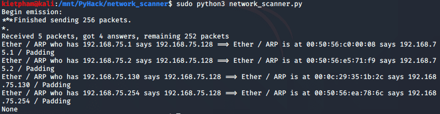 [PyHack] Bài 3: Network Scanner - Quét thông tin mạng 70