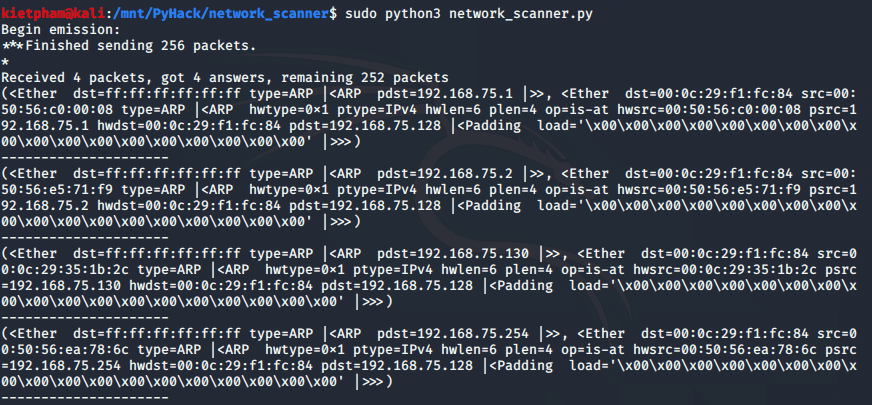 [PyHack] Bài 3: Network Scanner - Quét thông tin mạng 73