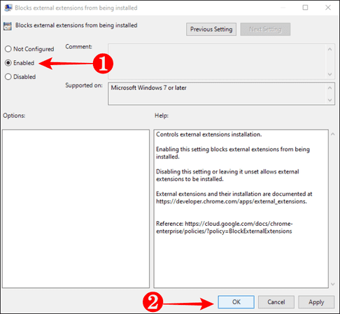 Block external extensions for being installed