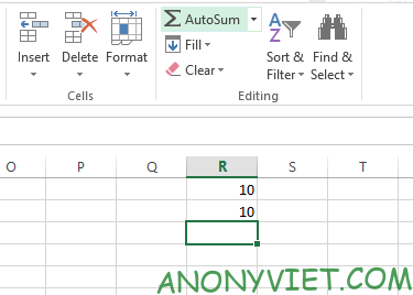 Sử dụng AutoSum