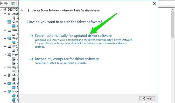 Search automatically for updated driver software