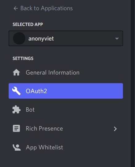 Vào phần Oauth2