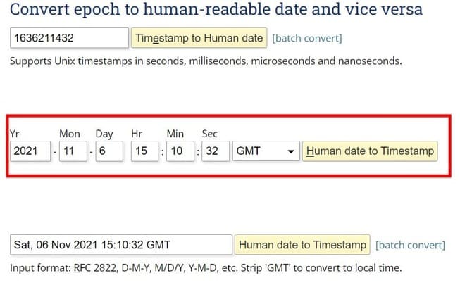 Ngày giờ sang time stamp