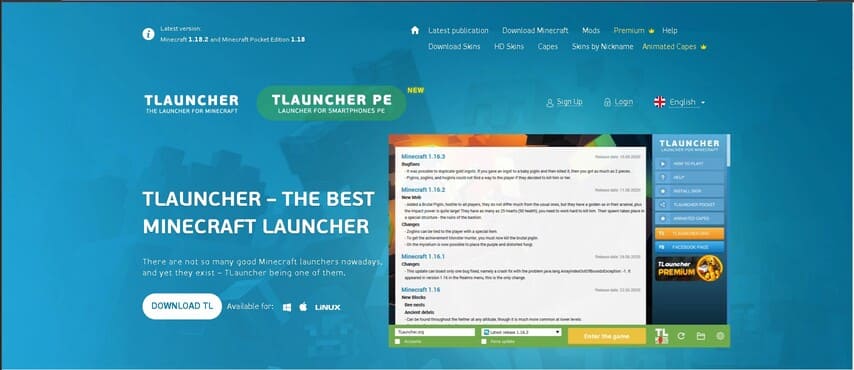 Trang chủ Tlauncher tải Minecraft Crack