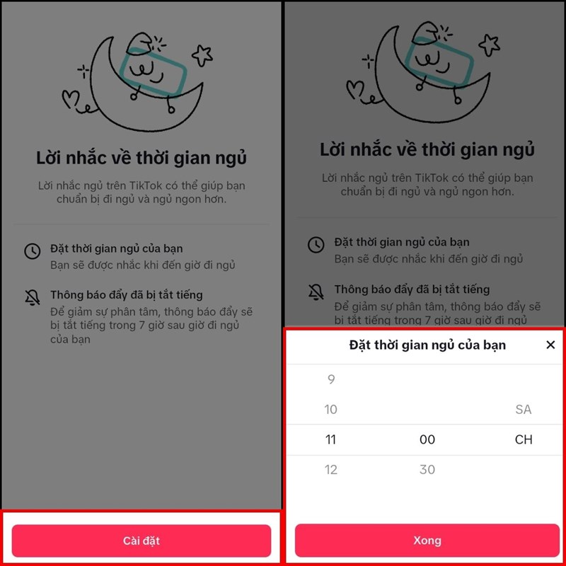 bật lời nhắc thời gian ngủ trên TikTok