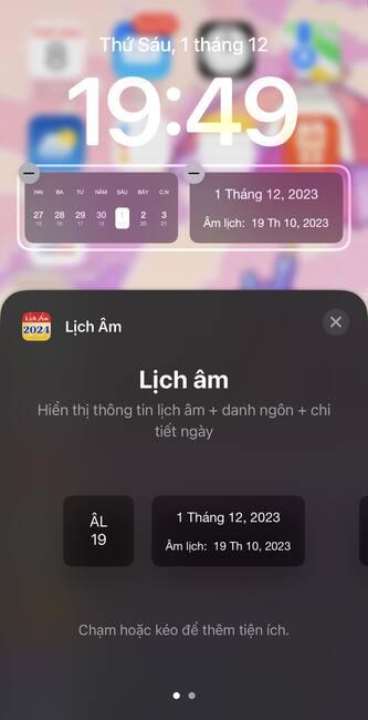 Cách cài lịch âm trên màn hình khoá iPhone