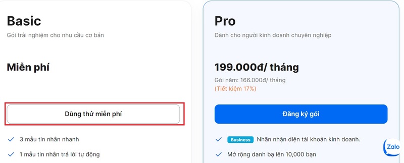 Cách đăng ký tài khoản Zalo ZBusiness