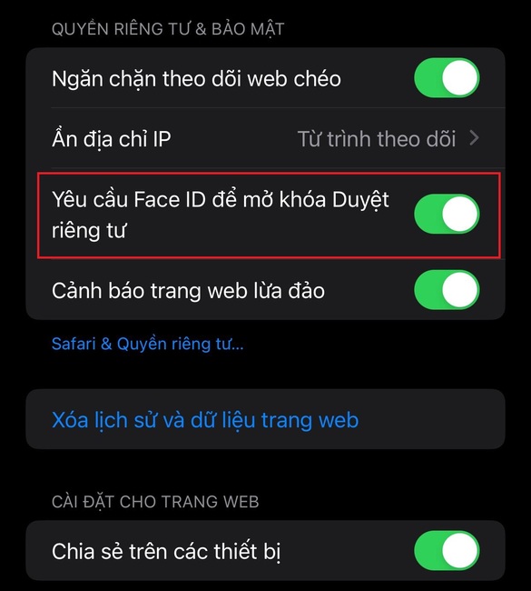 Cách khóa các tab riêng tư trên iPhone bằng Face ID