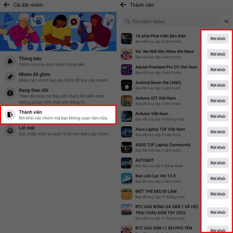 Cách rời nhiều nhóm trên Facebook cùng lúc
