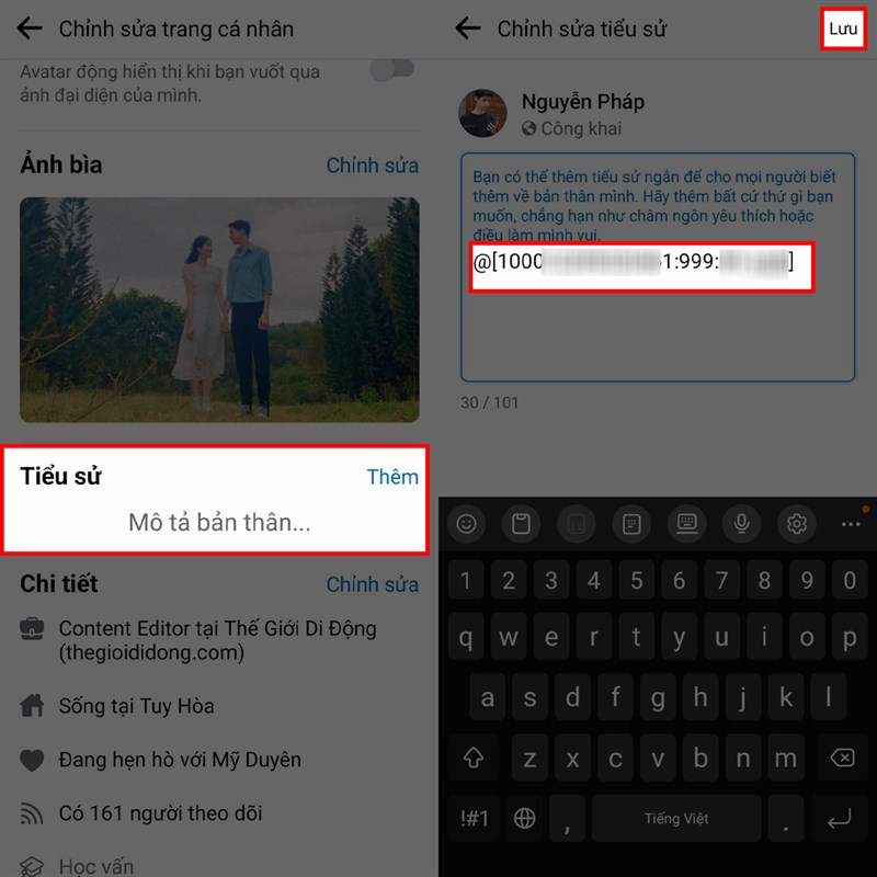 cách tag bạn bè vào tiểu sử Facebook