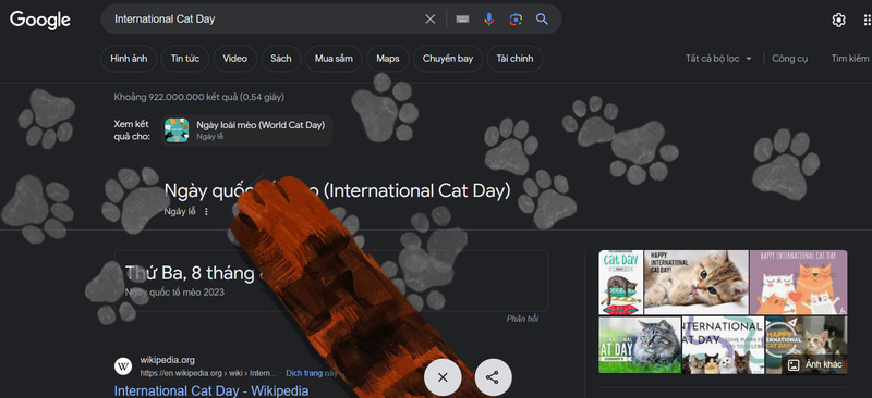Tạo dấu chân mèo trên Google