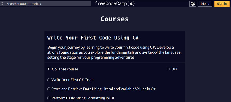 Chứng chỉ C# của Microsoft và freeCodeCamp