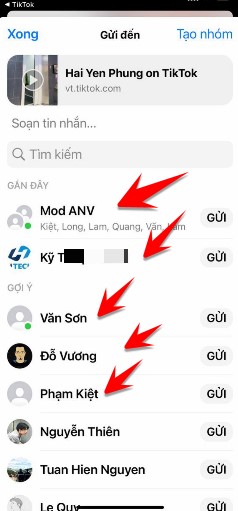 danh sach nguoi thuong xuyen chat messenger