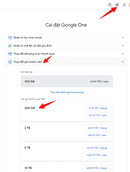 ha cap goi google one gia re 2TB gia 300k