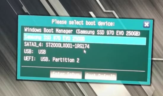 menu boot