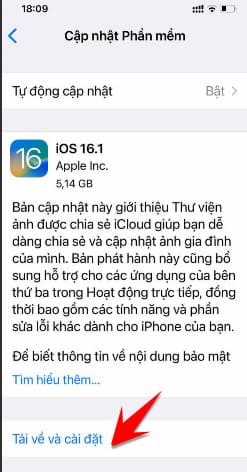 nang cap ios 16.1