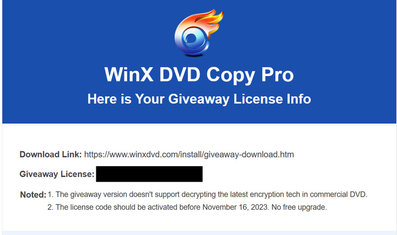 nhận WinX DVD Copy Pro miễn phí