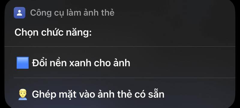 phím tắt tạo ảnh thẻ