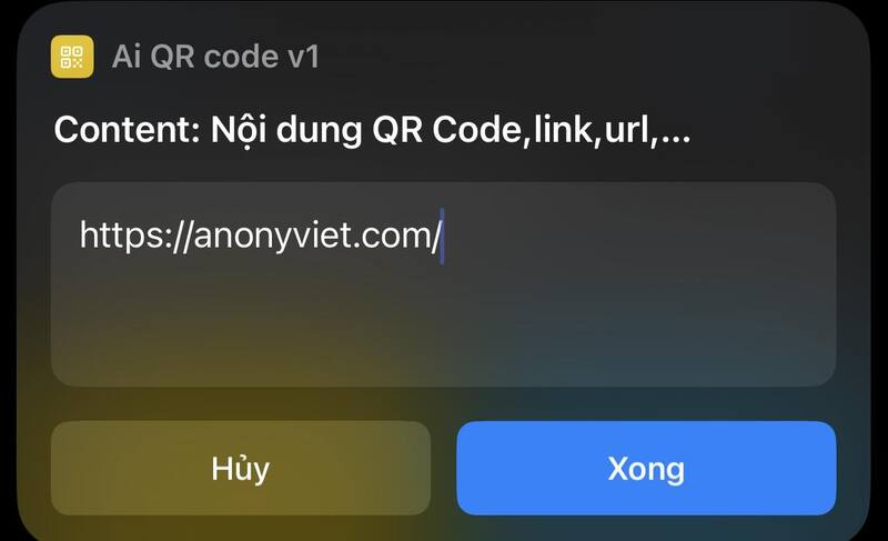 Phím tắt tạo mã QR