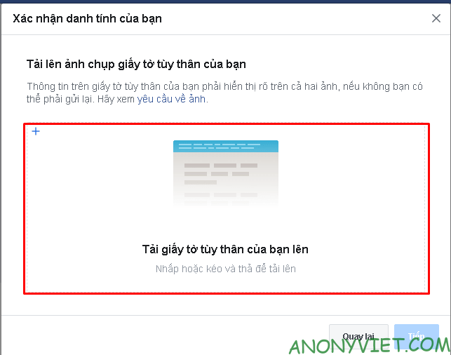 Tải giấy tờ tùy thân lên Facebook