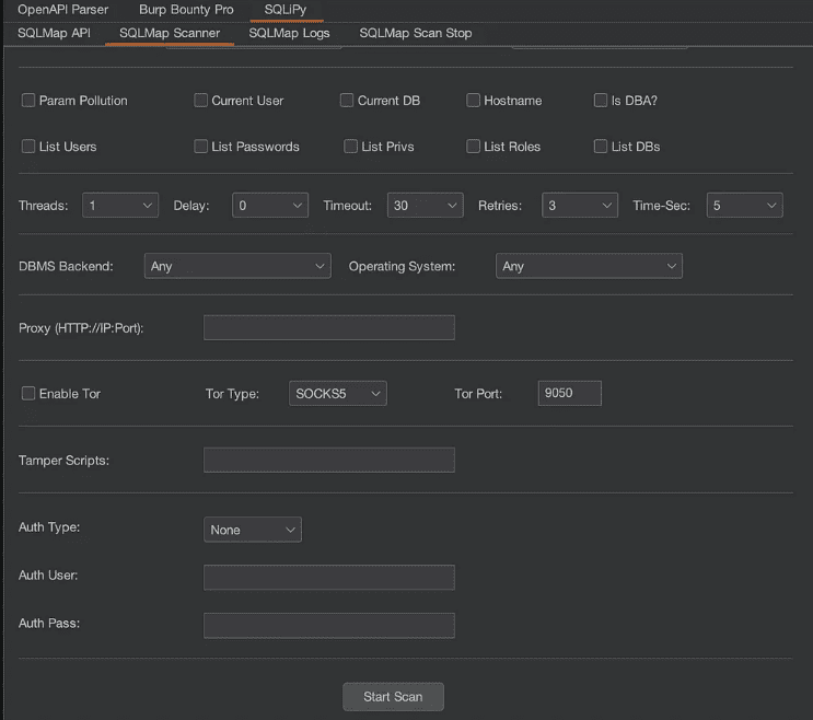 SQLiPy Sqlmap Integration bup suite